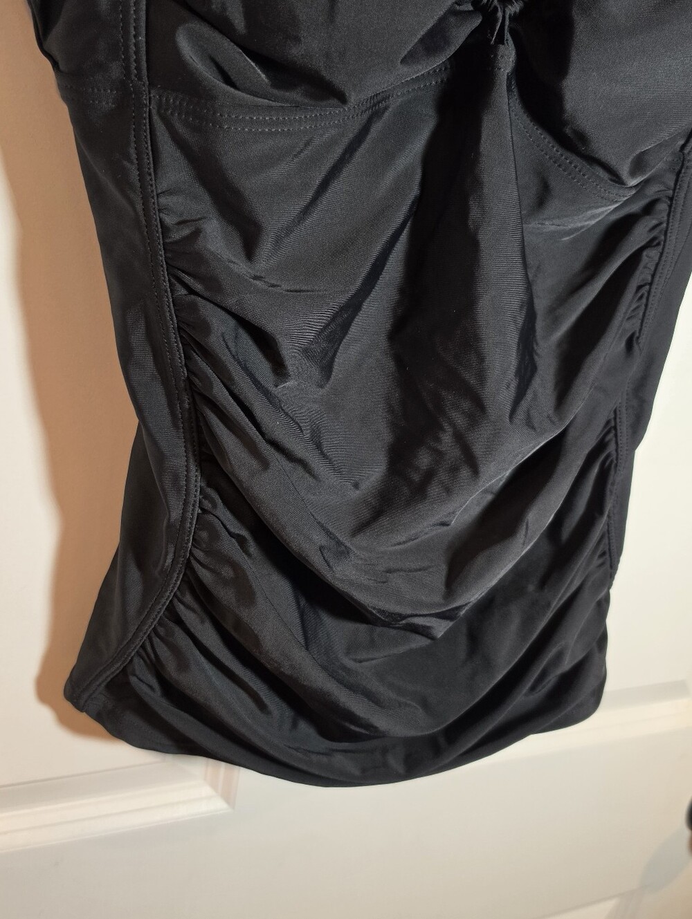Black Ruched Side Tankini Top Adjustable Straps Lightly Padded 2XL - Picture 3 of 4